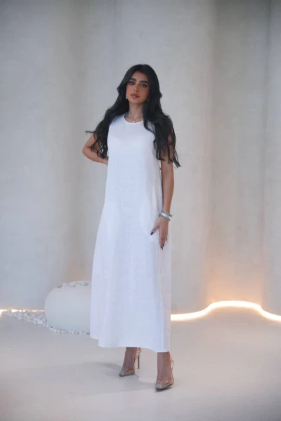 Linen white dress C:IB1071