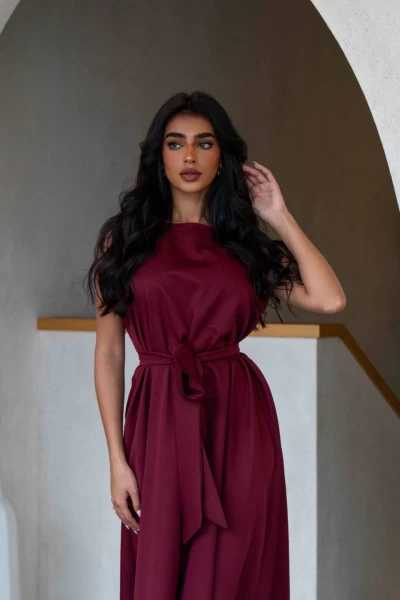 Burgundy Crepe Dress IB1066